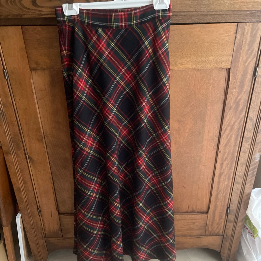 Vtg 70s Tartan Maxi Skirt Sz 8 Flared Plaid Wool Preppy Cottagecore Jones NY